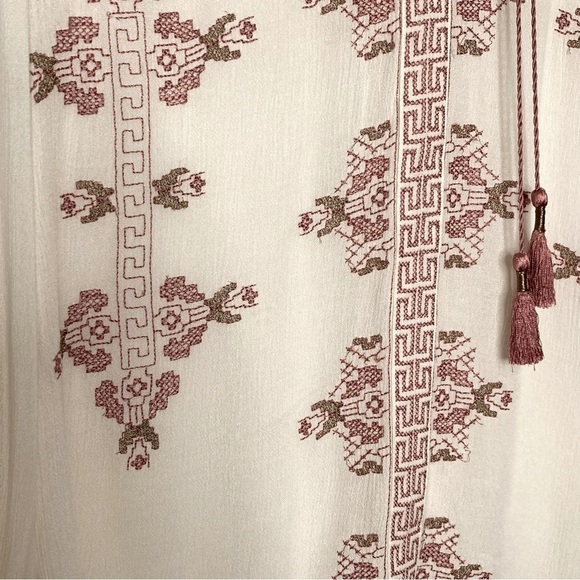 Lucky Brand White Embroidered Long Sleeve Peasant Top Sz S - Picture 6 of 13